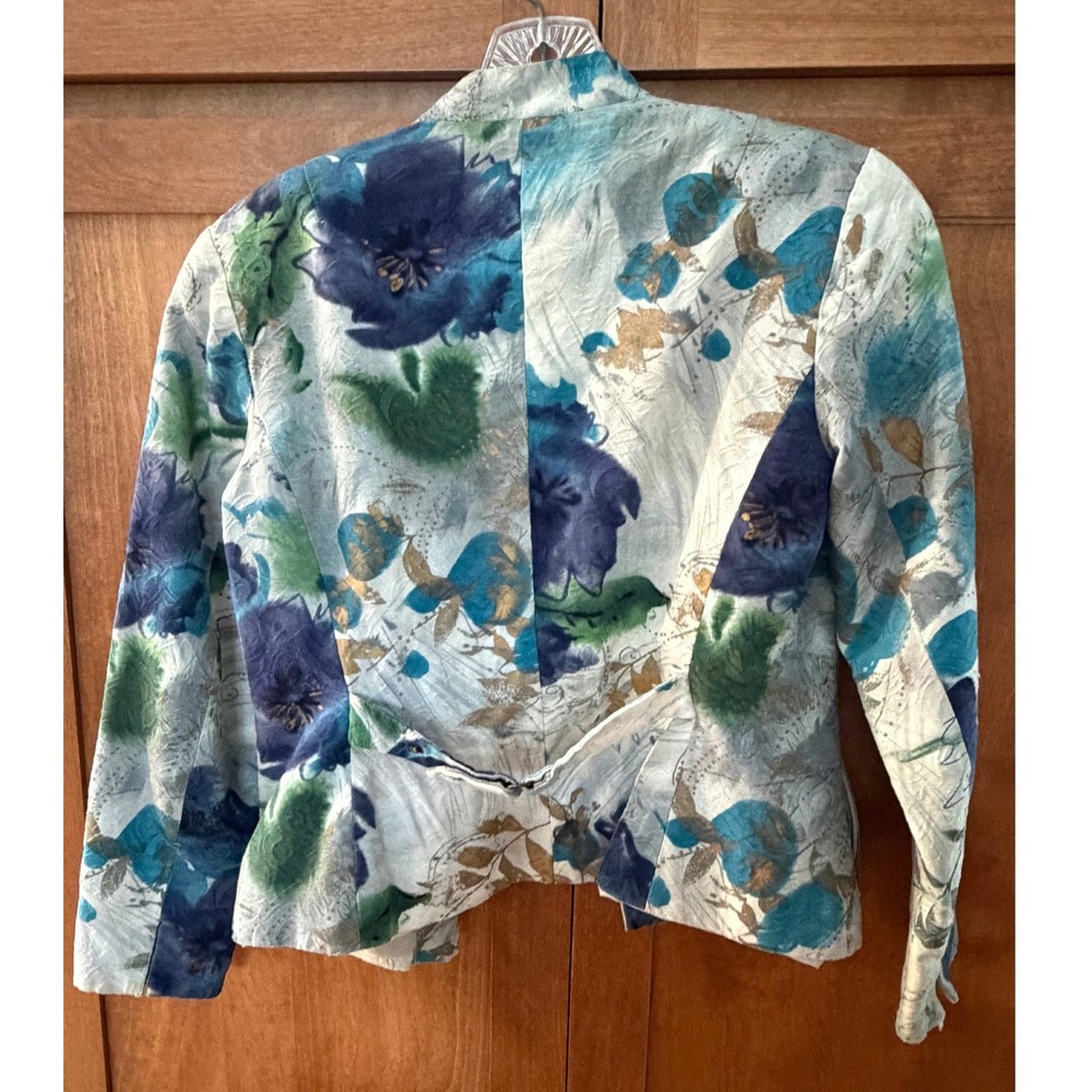 Coldwater Creek Women 6Petite Floral Tapestry Jacket Snap Button Blazer Blue - Picture 2 of 8